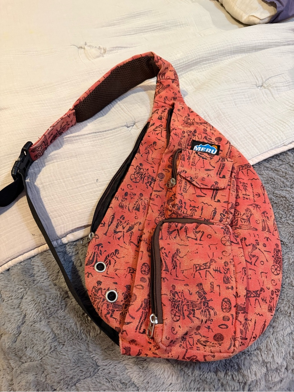 MERU Orange Patterned Sling Bag